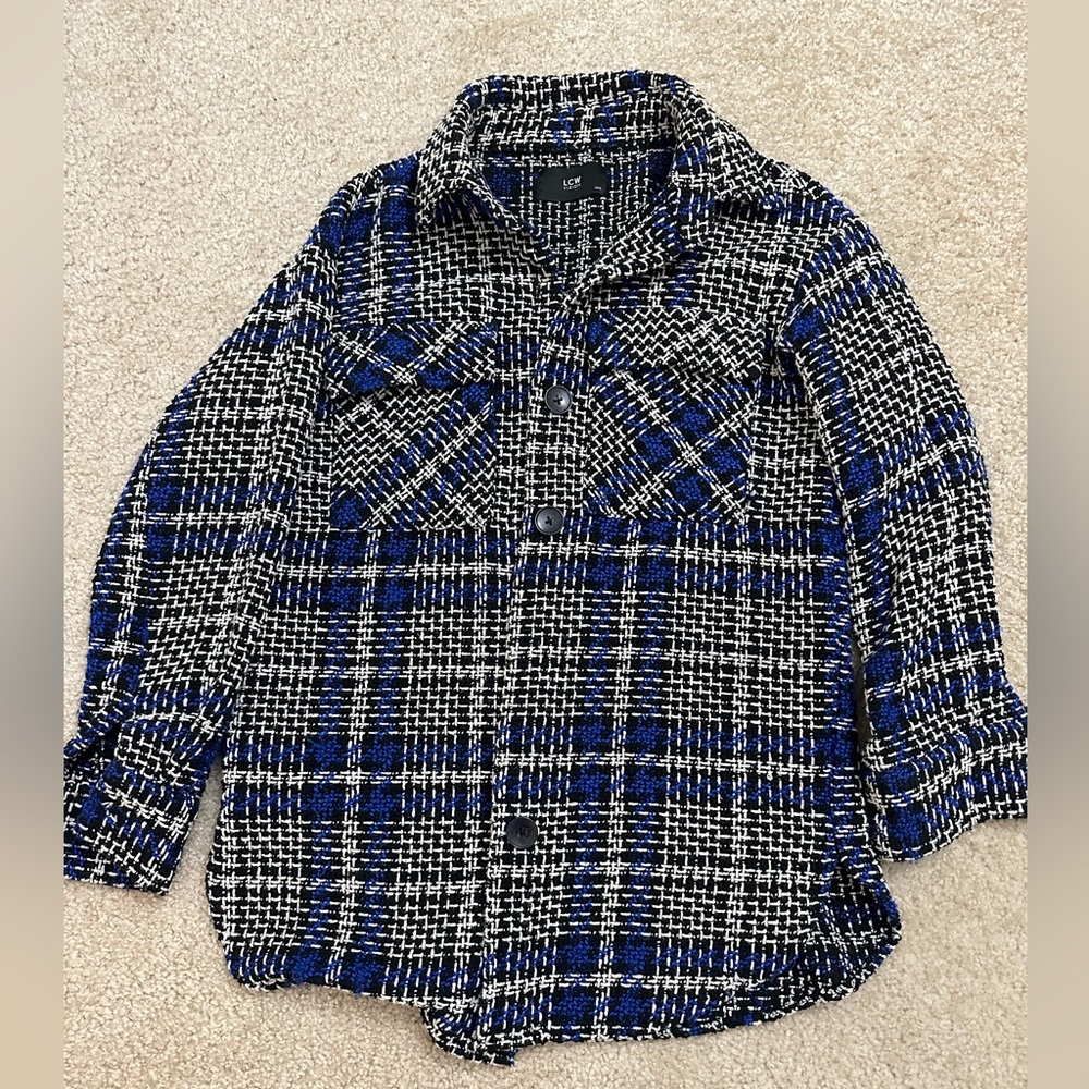Women coat, color blue and white, size xs-s